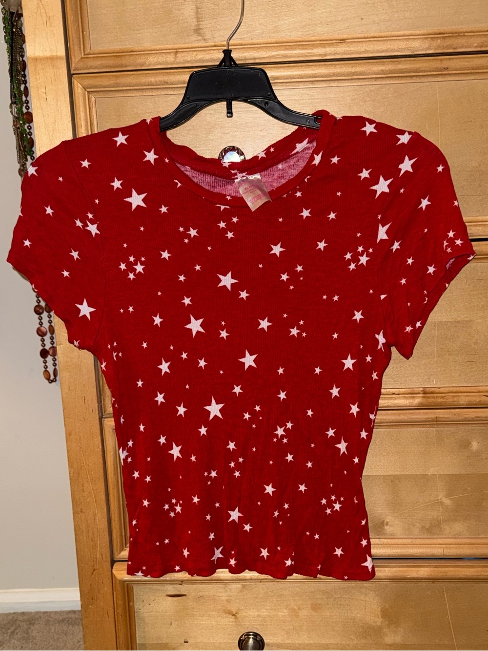 No Boundaries Red Short Sleeve Star Print Tee